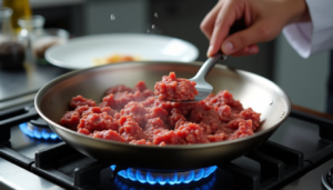 ground beef in pan