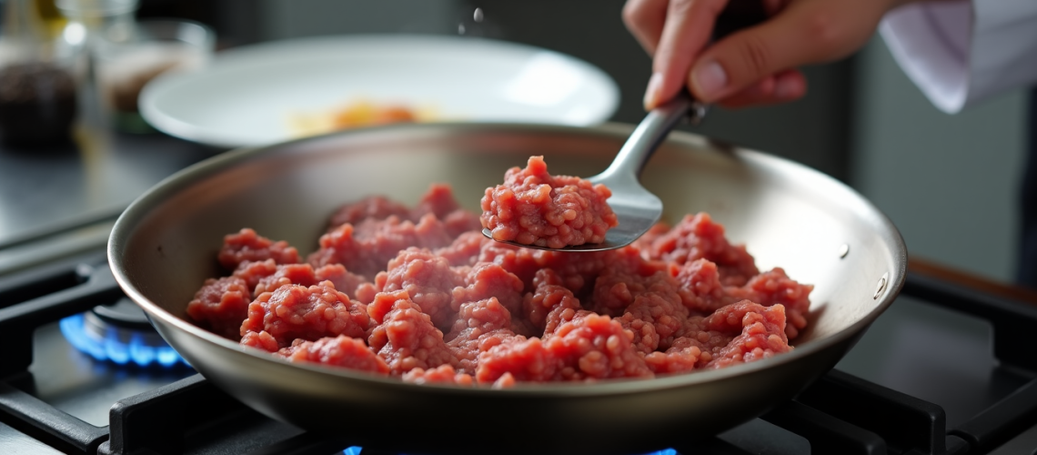 ground beef in pan